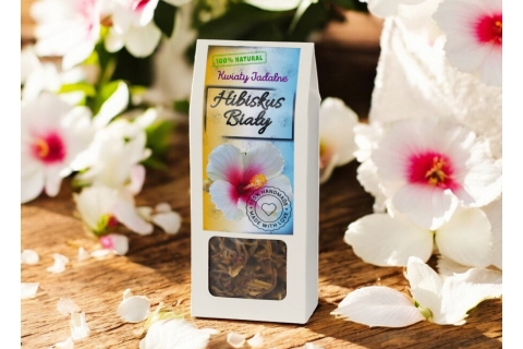 Kwiaty Jadalne HIBISKUS BIAŁY (25g) Do Dekoracji, Naparów i Na Prezent